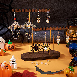 Halloween-Sets mit Ohrhängern und Ohrsteckern aus Emaille-Legierung und synthetischem Türkis&nbsp;EJEW-TA00709