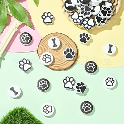 60 шт. 6 стиля деревянные европейские бусины с принтом в виде собачьей кости WOOD-CJ0002-39