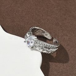 Messing Micro Pave Zirkonia Manschette offene Ringe&nbsp;RJEW-C163-09P