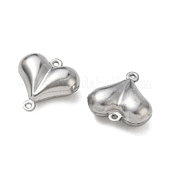 304ステンレススチールコネクタチャーム  ステンレス鋼色  膨らんだ心  16x15x6.5mm  穴：1mm&nbsp;SA-CBAD574-04A-P