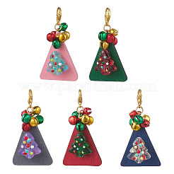 Елочные украшения из стекла и дерева в форме треугольника HJEW-JM04345