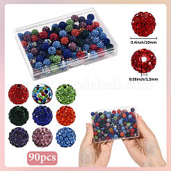 90шт стеклянные горный хрусталь глины проложить круглые бусины RB-LT0001-02