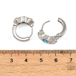 Boucles d'oreilles créoles en acier inoxydable 304 serties de micro-pavés de zirconiums cubiques pour femmes&nbsp;SA-CBAABBA-15P