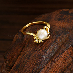 Элегантное модное серебряное кольцо с пресноводным жемчугом S925 из циркония для женщин MF0967-1