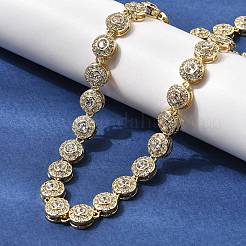 Женские цепочки из латуни с микропаве из прозрачных кубических цирконий и плоскими круглыми звеньями&nbsp;NJEW-B157-18G
