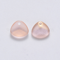 透明スプレー塗装ガラスチャーム  グリッターパウダー付き  花弁  ビスク  7x8x2.5mm  穴：1mm&nbsp;GLAA-R111-01-B02