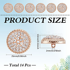 14 шт. пуговицы из сплава с двумя отверстиями и стеклянной ножкой BUTT-MA0001-16C-KCG