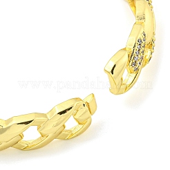 Браслеты на шарнирах из витой латуни с микропаве и прозрачным фианитом для женщин&nbsp;BJEW-Z062-05D