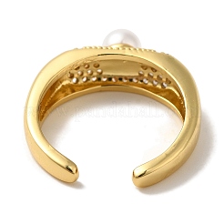 Кольца-манжеты из латуни с микро-паве и прозрачным циркониевым покрытием для женщин RJEW-G323-05G