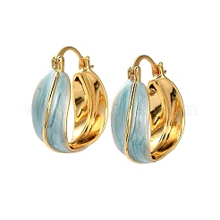 Серьги-кольца из латуни с эмалью EJEW-P308-06G