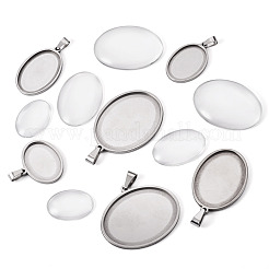 Оправы для подвесок из нержавеющей стали 304 в виде кабошонов&nbsp;STAS-TA0001-47C