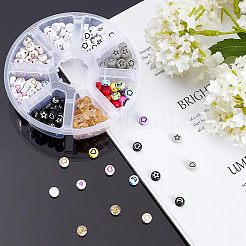 蓄光アクリルビーズ  星と花と月とハートのフラットラウンド  ミックスカラー  7x3.5mm  穴：1.6mm  320個/セット&nbsp;LACR-WH0001-01