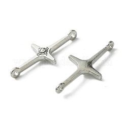 合金ラインストーンコネクタチャーム  クロスリンク  ステンレス鋼色  25.5x13x3.3mm  穴：1.1mm&nbsp;FIND-R-146-17