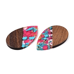 Большие подвески из прозрачной смолы и орехового дерева&nbsp;RESI-T058-05J