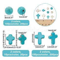 240шт 4 стиля синтетические бирюзовые бусины TURQ-AR0001-42