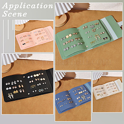 PUレザーイヤリング収納バッグ  イヤリング用のジュエリーロール  長方形  ダークシーグリーン  163x140x33mm&nbsp;AJEW-SP0006-24B