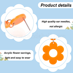 6 пара двухцветных акриловых сережек-гвоздиков с цветочным узором и стальными железными штифтами для женщин EJEW-AN0004-03