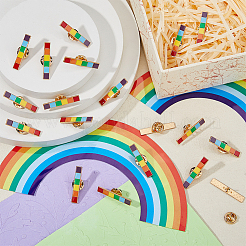 20 Stück rechteckige Emaille-Anstecker in Regenbogenfarben&nbsp;JEWB-FH0001-77
