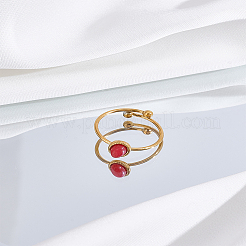 1 шт. регулируемые манжетные кольца из нержавеющей стали с синтетическими драгоценными камнями&nbsp;RJEW-LP0010-10C