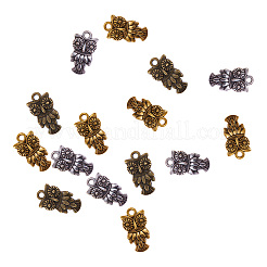 合金のチベット風チャーム  カドミウムフリー＆鉛フリー  ハロウィン  フクロウの形  ミックスカラー  20x11x3mm  穴：2mm  3色  10個/カラー  30個/箱&nbsp;TIBEP-CJ0001-16