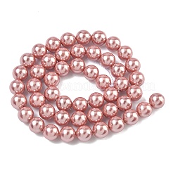 電気めっきシェルパールビーズ連売り  ラウンド  淡いバイオレットレッド  8mm  穴：0.7mm  約49~50個/連  15.71~15.87''（39.9~40.3センチメートル）&nbsp;X-BSHE-G041-8mm-05