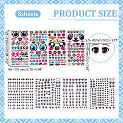 8 шт. 8 стиля наклейки для переноса глаз на воду&nbsp;AJEW-WR0002-90