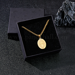 2 pz collana con ciondolo ovale in acciaio inossidabile con medaglia di San Benedetto e catena a grano&nbsp;NJEW-DC0001-20G