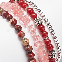 4 stücke 4 stil natürliche gemischte edelstein perlen stretch armbänder set&nbsp;BJEW-JB08878