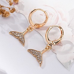 Серьги с застежкой-защелкой из латуни с прозрачным фианитом и прозрачным фианитом EJEW-K300-47G