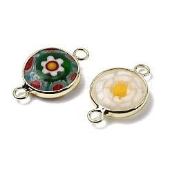 Плоские круглые подвески-соединители ручной работы миллефиори&nbsp;LAMP-D002-02B-G