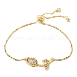 Браслеты-слайдеры с прозрачным кубическим цирконием из латуни с микропаве BJEW-C089-05G