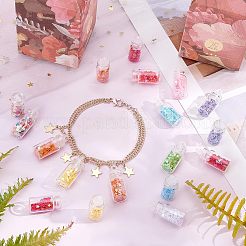 40個 10色ガラスの願いボトルペンダント装飾  スタースパンコールチャーム付き  DIYジュエリーアクセサリー用  ミックスカラー  28x11mm  穴：2mm&nbsp;AJEW-NB0003-05