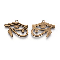 合金のチベット風チャーム  ホルスのエジプト目  カドミウムフリー＆ニッケルフリー＆鉛フリー  アンティークブロンズ  27x32x2mm  穴：2mm&nbsp;X-TIBEP-16487-AB-NR