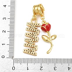 Pendentifs en laiton avec micro pavé de zircone cubique transparent pour la fête des mères&nbsp;CU-CBAD306-16G-03