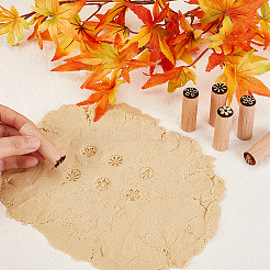 6 шт. 6 стиля круглые деревянные традиционные китайские штампы в виде лунных пряников AJEW-OC0004-20