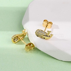 Messing Micro Pave klare Zirkonia Ohrstecker&nbsp;EJEW-D328-04G-03