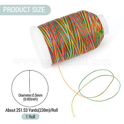 1 rouleau de cordon rond en polyester ciré teint en dégradé de couleurs&nbsp;YC-TADJ0001-03A