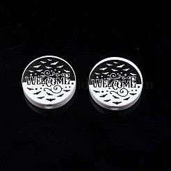 Бусины из натурального дерева с принтом на Хэллоуин WOOD-T021-78