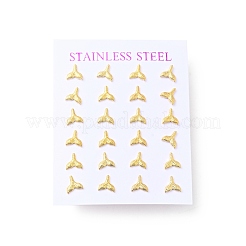 Маленькие серьги-гвоздики в форме китового хвоста из нержавеющей стали 304 с булавками из нержавеющей стали 316 для женщин&nbsp;EJEW-J043-15G