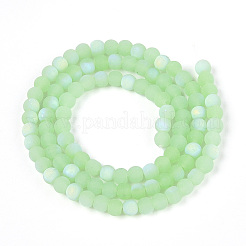 Нити стеклянных бусин с имитацией матового нефрита&nbsp;GLAA-T032-J4mm-MBB03