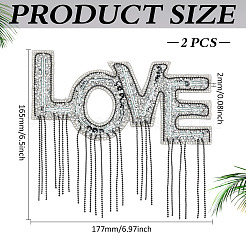 2 шт. Стразы для горячей фиксации в виде слова «любовь»&nbsp;DIY-MA0006-94