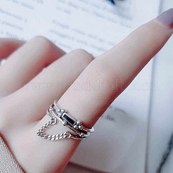 Прямоугольник 925 стерлингового серебра эмаль регулируемые манжеты кольца для женщин FS-WGEEF9E-01