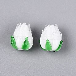 手作りランプワークビーズ  チューリップの花のつぼみ  ミックスカラー  17~18x15~17x15~17mm  穴：1.6~2.5mm&nbsp;LAMP-N042-02
