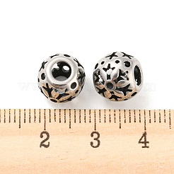 316サージカルステンレスビーズ  スノーフレーク  アンティークシルバー  10x9mm  穴：4mm&nbsp;STAS-Q304-18AS