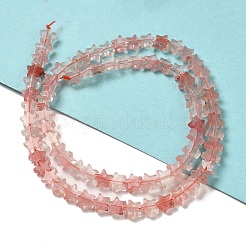 チェリークォーツガラスビーズ連売り  スター  6x5.5x2mm  穴：0.8mm  約75個/連  14.57インチ（37cm）&nbsp;G-G085-B08-02
