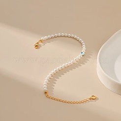 Элегантные латунные браслеты с круглыми бусинами из искусственного жемчуга для женщин EQ5066