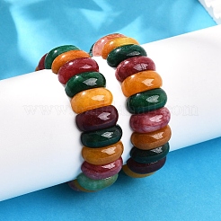 Браслеты из натурального окрашенного разноцветного агата с бусинами для женщин и мужчин&nbsp;BJEW-M049-09A