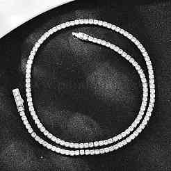 925 теннисное ожерелье из стерлингового серебра с кристаллами кубического циркония для женщин NJEW-C096-01B-P02