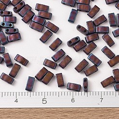 MIYUKIハーフティラビーズ  日本製シードビーズ  2の穴  （htl2064)マットメタリックブルーグリーンアイリス  5x2.3x1.9mm  穴：0.8mm  約1250個/50g&nbsp;SEED-X0054-HTL2005
