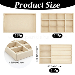 3 Stück 3 Stile Rechteck Holz mit Samt überzogen Schmuck Schmuck Display Tabletts&nbsp;AJEW-SP0004-64B-02